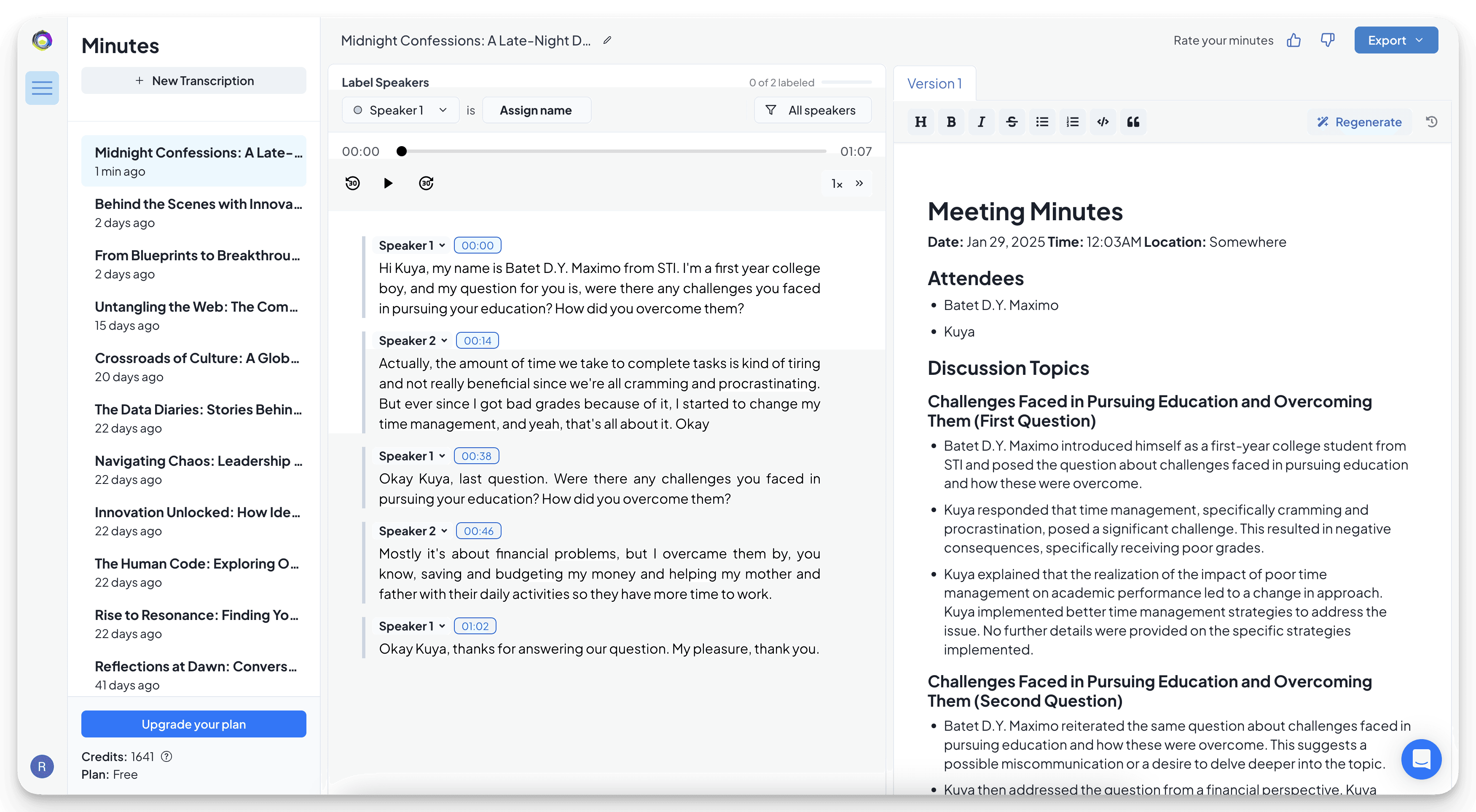MinutesGenerator Demo
